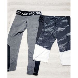 Women's Lot 2XL Athletic Works Pants Capri + Nike Pro Dri Fit Leggings Pull Up